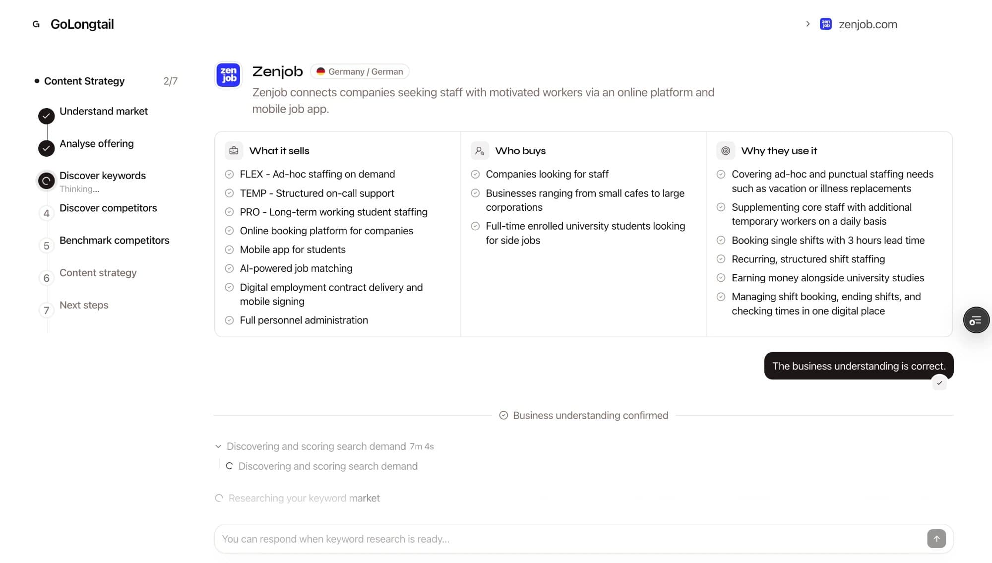 GoLongtail: content strategy and competitor analysis